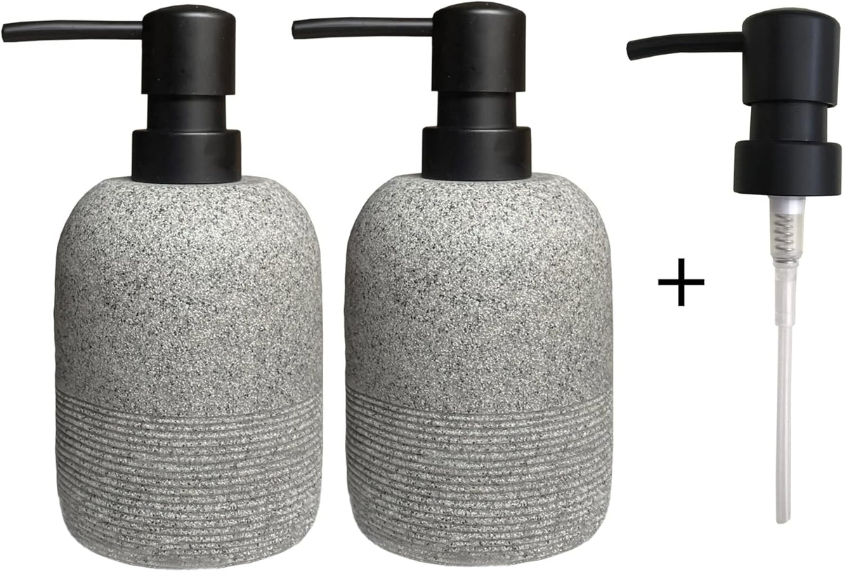 2pcs/Set Grey Soap Lotion Dispenser with A Spare Pump,Liquid Hand Soap Dispenser Sets for Bathroom Countertop, Soap Dispenser for Kitchen.