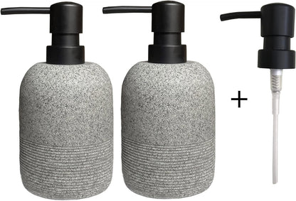 2pcs/Set Grey Soap Lotion Dispenser with A Spare Pump,Liquid Hand Soap Dispenser Sets for Bathroom Countertop, Soap Dispenser for Kitchen.