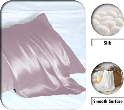 Mulberry Silk Pillow Cases for Hair and Skin Queen Size Silk Pillowcase with Zipper Soft Breathable Smooth Cooling Satin Silk Pillow Covers for Sleeping (Lavender,20"X 30",1Pcs)
