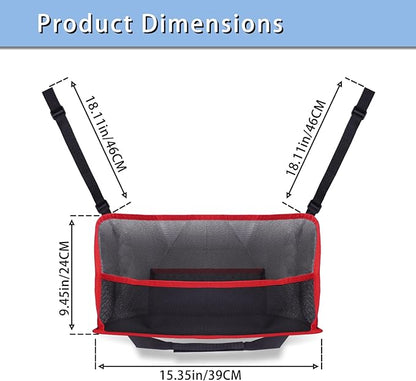 Car Storage Bag, Auto Net Pocket Handbag Holder, Driver Storage Netting Pouch for Document Phone Tissue Purse Storage, Organizer Mesh Bag Between Two Seats, Backseat Pets Barrier, Red
