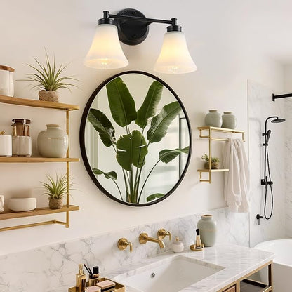 LOUSACE 2 Light Bathroom Vanity Light Matte Black Bathroom Lighting Fixtures