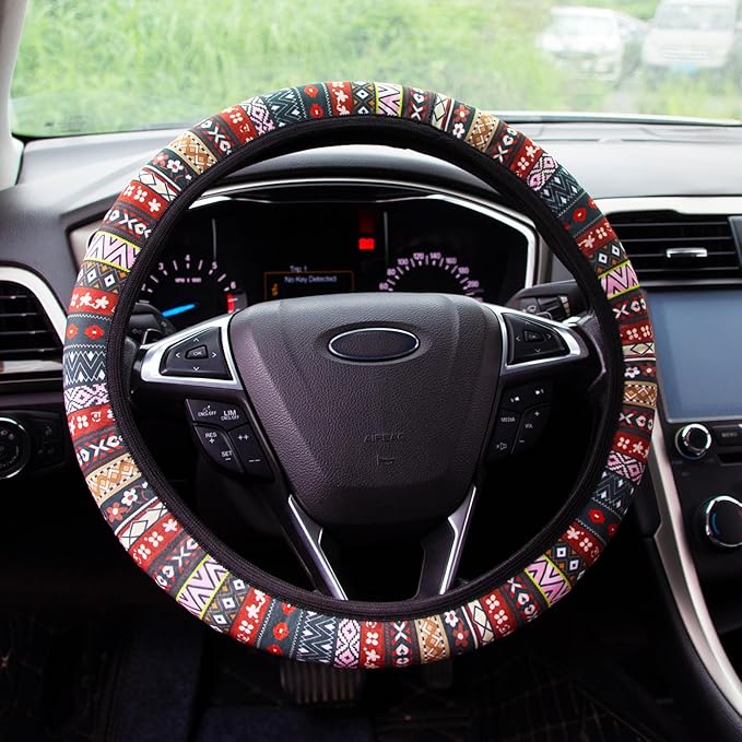 Steering Wheel Cover for Women Boho Universal Steering Wheel Covers Protector Car Accessories for Car 15 inch (Boho)