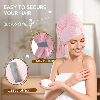 YHPDYL Microfiber Hair Towel Wrap Turban 2 Pack Large | Super Absorbent Quick Dry & Anti-Frizz for Women with Curly Hair | 27.5" x 39.4" Hair Towel Cap