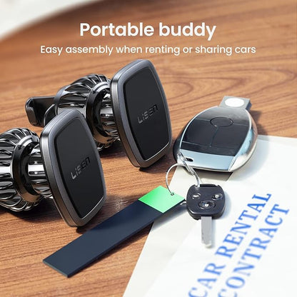 LISEN 2 Pack Magnetic Phone Holder for Your Car Magnet for Phone Car Mount Vent 6 Military Magnets Vent Cell Phone Holder Mount for Car Plate Fit All, Gifts for Women Men, Car Accessories