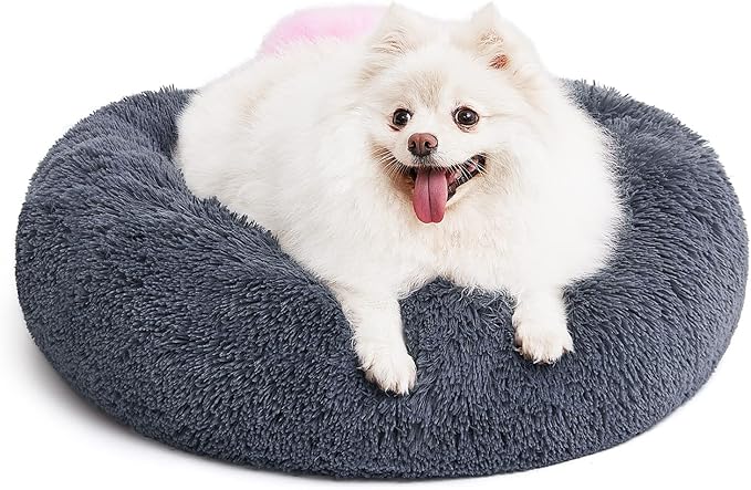 MIXJOY Orthopedic Dog Bed Comfortable Donut Cuddler Round Pet Beds Ultra Soft Washable Dog and Cat Cushion (20''/23''/30'') (23'', Grey-Blue)