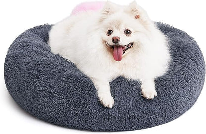 MIXJOY Orthopedic Dog Bed Comfortable Donut Cuddler Round Pet Beds Ultra Soft Washable Dog and Cat Cushion (20''/23''/30'') (23'', Grey-Blue)