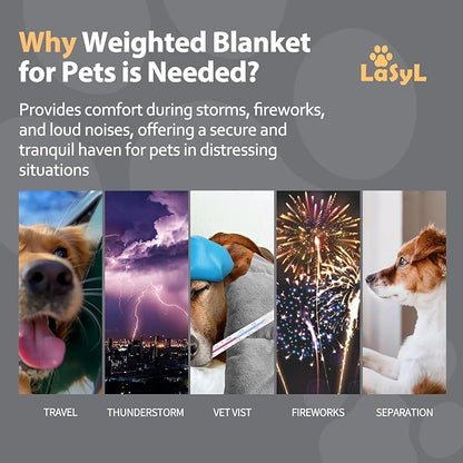 LaSyL Weighted Blanket for Pets | Thunder Blanket for Dogs Anxiety | Premium Soft Minky | Relaxation & Calming & Anti Anxiety | Used in Car, Bed, Couch | Dark Grey, Washable Large 40" L x 47" W