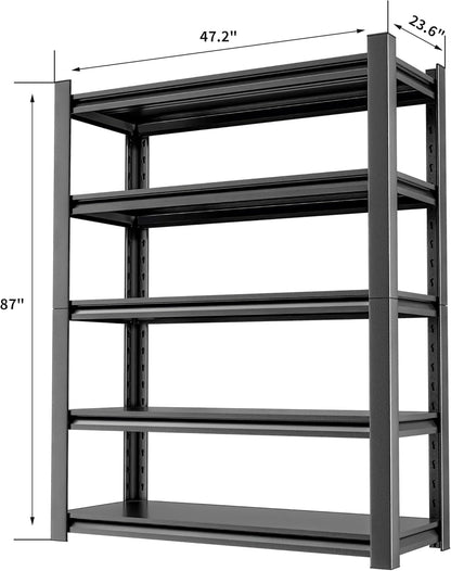 Heavy Duty Metal Storage Rack Shelving for Garage, 5 Tier Shelving Unit - Garage Storage Shelf, Industrial Utility Shelving, Durable Metal Shelf Organizer 24" D x48 W x87 H