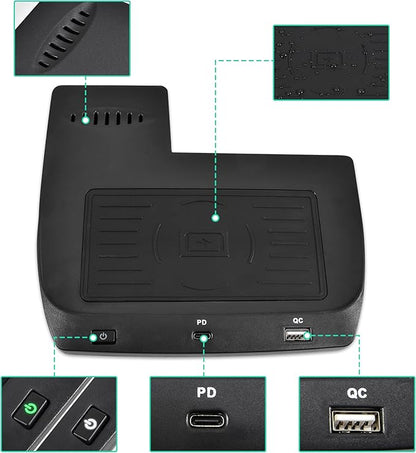 KEWISAUTO Car Wireless Charger for 2016-2021 Honda Civic, Center Console Charging Panel USB-A USB-C Fast Phone Charger Pad for Honda Civic 2016 2017 2018 2019 2020 2021 Accessories