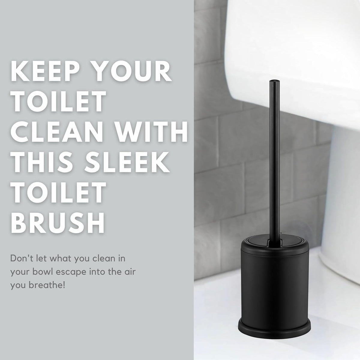 ToiletTree Products Deluxe Toilet Brush with Lid - Black 2 Pack
