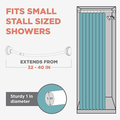 Zenna Home No Drill Curved Shower Curtain Rod, 32 - 40 Inches Adjustable Shower Rod for Small Tubs or Showers, Easy Install, Choice of No Drilling Tension or Wall Mount, Rustproof, Bronze