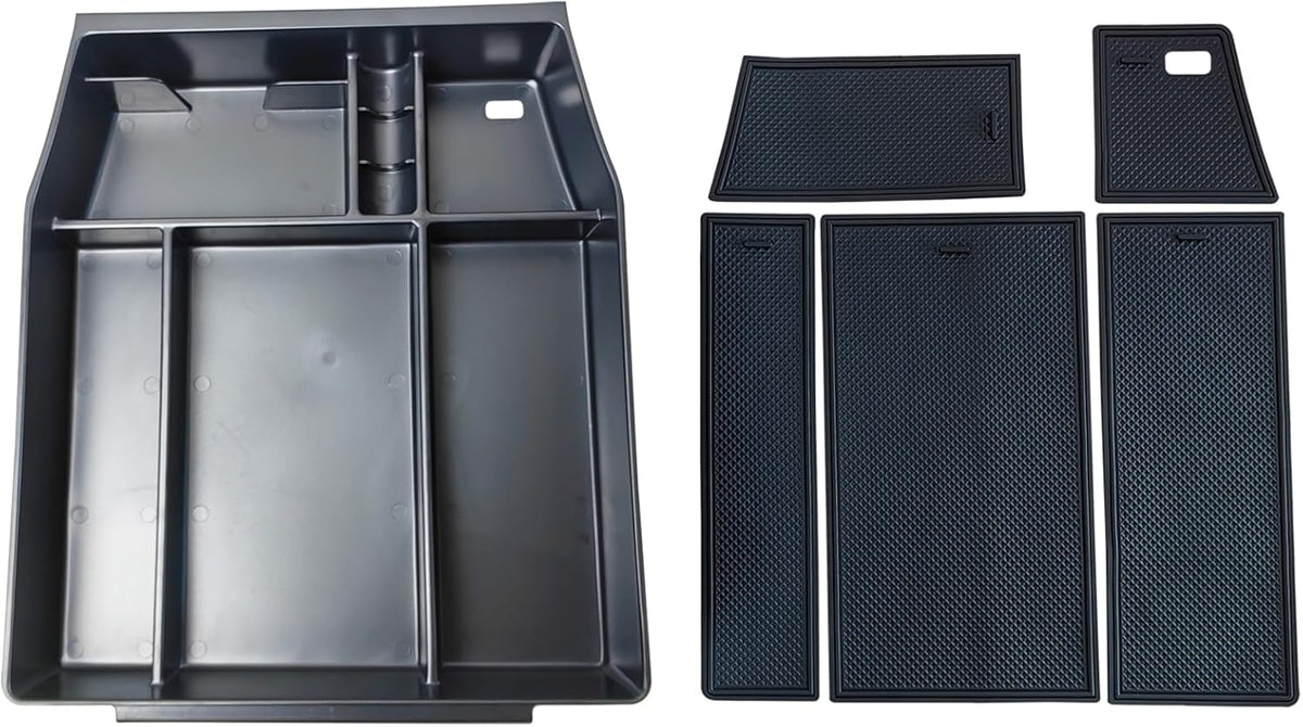 Center Console Organizer Compatible with 2021 2022 2023 2024 Ford F150 Interior Accessories, Armrest Box Insert Storage Tray (Full Console w/Bucket Seats ONLY) Black Trim