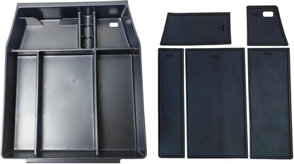 Center Console Organizer Compatible with 2021 2022 2023 2024 Ford F150 Interior Accessories, Armrest Box Insert Storage Tray (Full Console w/Bucket Seats ONLY) Black Trim