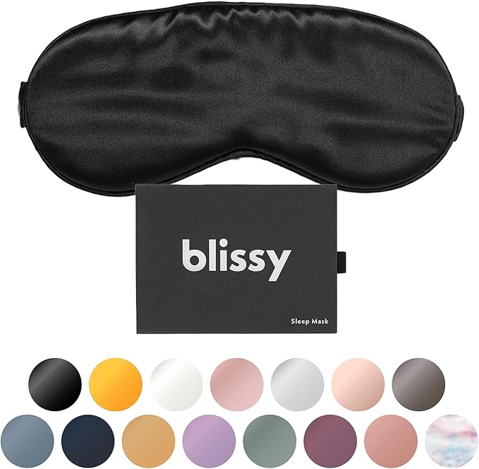 Blissy Silk Sleep Mask - Eye Sleeping Mask for Women & Men for Total Blackout - 100% Pure Mulberry Silk, 22 Momme 6a Fibers - Blindfold Sleep Mask Side Sleeper Eye Cover (Non Adjustable)
