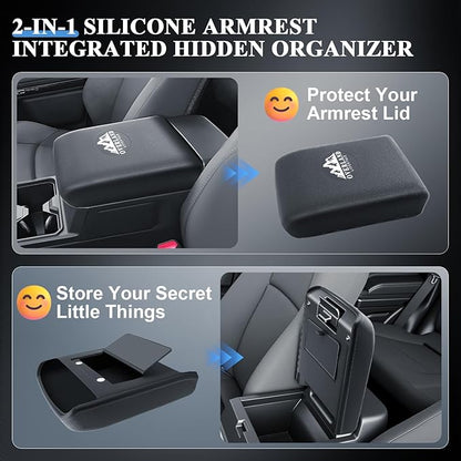 BIBIBO for 2025 2026 Toyota 4Runner Center Console Cover 2025 2026 Toyota 4Runner Arm Rest Cover with Silicone Hidden Storage Box 2025 4Runner Secret Compartment Armrest 4Runner 2025