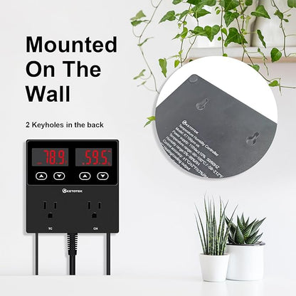 KETOTEK Digital Temperature and Humidity Controller Outlet, Reptile Thermostat