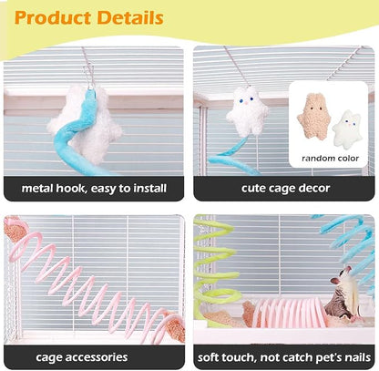 1pc Elastic Sugar Glider Climb Rope, Hanging Cage Toys(Random Color) | Enrichment Toys Wrapped in Short Plush for Soft Touch & Spring Design Boost Climbing Fun & Build Small Pets’ Climb Strength