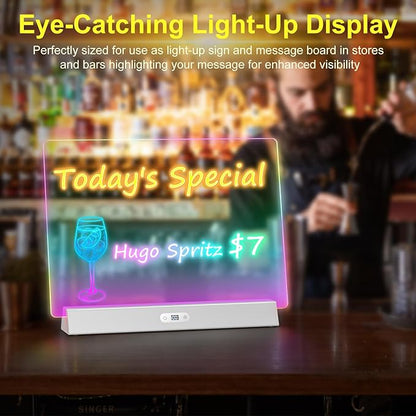 LED Note Board with Colors, Rechargeable 17-Inch Doodle Glow 9-Mode Light Up