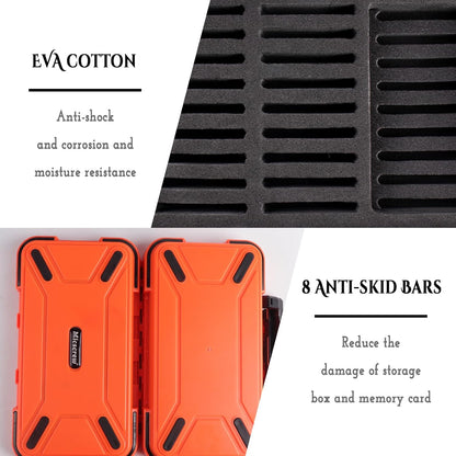36 Slots Memory Card Case Orange with 36 Transparent Holders & 40 Writable Labels, SD Card Storage Case & Organizer for Camera Memory Cards