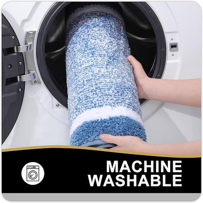 OLANLY Bathroom Rugs 59x24, Extra Soft and Absorbent Microfiber Bath Mat, Non-Slip, Machine Washable, Quick Dry Shaggy Bath Carpet, Suitable for Bathroom Floor, Tub, Shower (Long, Blue)