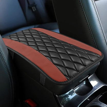 Car Center Console Cushion Pad, Armrest Cover for Car, Leather Waterproof Armrest Seat Box Cover, Auto Accessories Comfortable Arm Rest Box Cushion Pad for Most Vehicles (Coffee)