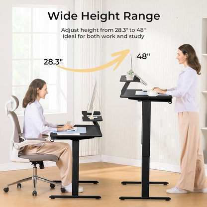 COMHOMA Electric Standing Desk with Drawers, 48 x 24'' Sit Stand up Desk with Monitor Stand, Laptop Stand, Height Adjustable Ergonomic Home Office Computer Desk with Memory Preset Controller (Black)