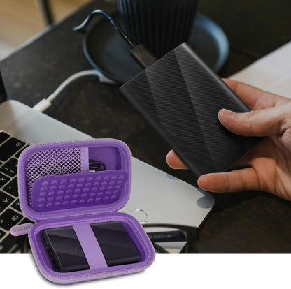 Case Compatible with Samsung T9/ T7/ T7 Shield Portable SSD 1TB 2TB 4TB External Hard Drive, Storage Travel Carrying Holder Organizer for Solid State Drives & USB Cable (Box Only)-Purple