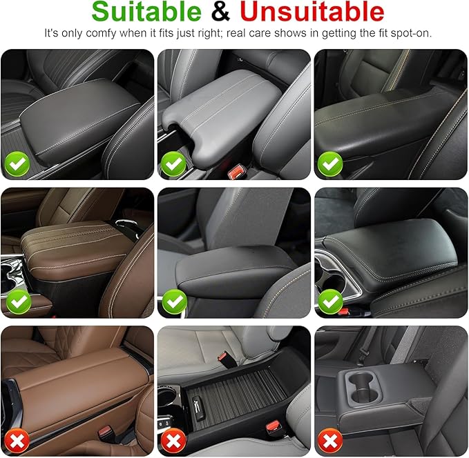 Center Console Cover for TSX: Armrest Cover for Car with 2 Storage Bags - Scratch & Wear Resistant & Waterproof Leather Console Cover,Anti-Scratch Auto Armrest Pad Accessory （Black&Red