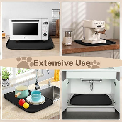 Smilool Silicone Pet Food Mat with Raised Edge for Food and Water Bowl, Dog Feeding Mats, Cat Food Trays for Floor Waterproof, Rubber Tray for Dogs and Cats, 24 x 16 x 0.8 Black
