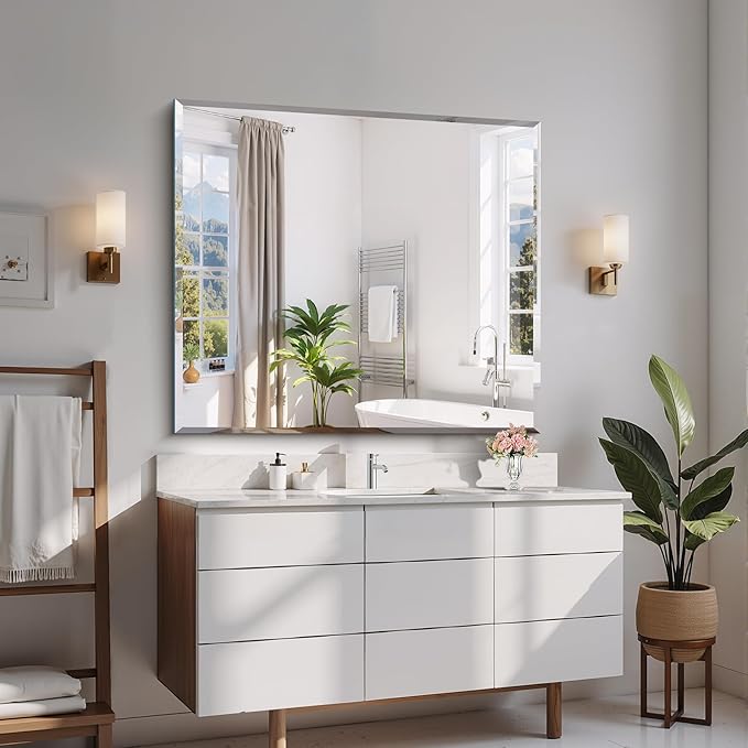 CILIBER Beveled Bathroom Mirror, 36x40 Inch Large Bathroom Mirrors