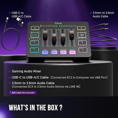 FIFINE Gaming Audio Mixer, Streaming RGB PC Mixer