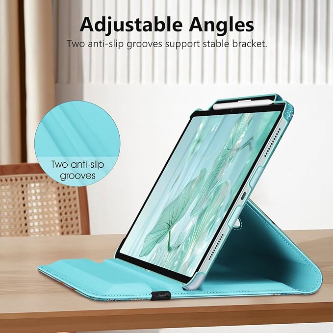 Fintie Rotating Case for iPad Air 13-inch (M3) 2025, (M2) 2024-360 Degree Swiveling Protective Stand Cover with Pencil Holder, Auto Wake/Sleep, Emerald Marble