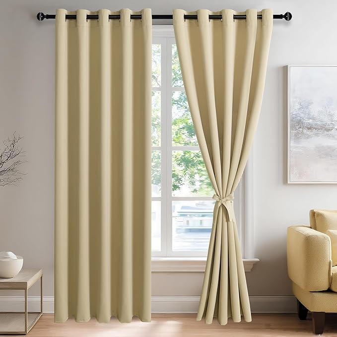 JIUZHEN Light Beige Blackout Curtains