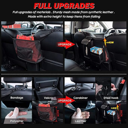 eing Car Seat Back Organizer, Net Purse Hangbag Holder for Car, Auto Driver Or Passenger Accessories Organizer, Vehicle Console Caddy, Personal Travel Cooler Storage Bag for Pet Kids Adults, Black