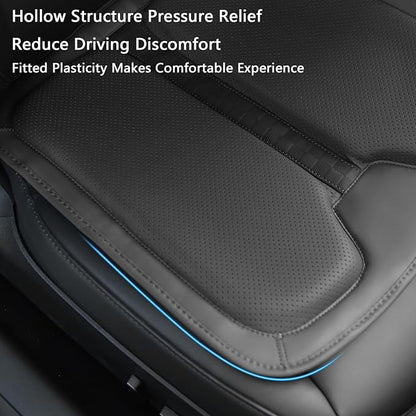 Car Seat Cushion Memory Foam for Car Seat Driver, Office Chair, Wheelchair Premium Nappa Leather Cushions Universal Fit Seat Cushion for Car Sedans SUV Truck (2 Packs/Black)
