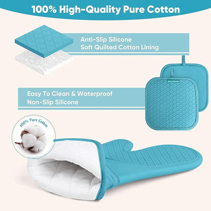 Silicone Oven Mitts Pot Holder Kitchen-Towels100% Cotton Dish Towels for Kitchen,Super Soft and Absorbent Kitchen Hand Towels/Tea Towels.Pot Holder,Oven Mitt Heat Resistant,Silicone Grip,Gift Set