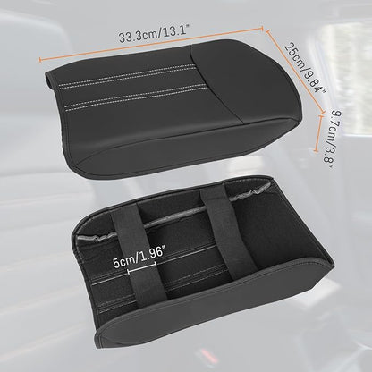 Center Console Armrest Cover Compatible with Honda Pilot 2023 2024 2025 2026, Ridgeline Passport 2024-2026, Armrest Pad Lid Cushion,Center Console Protector Pad (White Stitching)