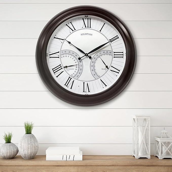 FOUNTAIN DESIGNS 24" Jameson in/Outdoor Lighted Clock, Self-Illuminated