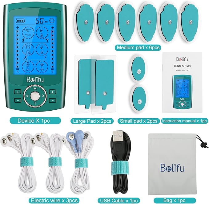 Belifu Dual Channel TENS EMS Unit 24 Modes Muscle Stimulator