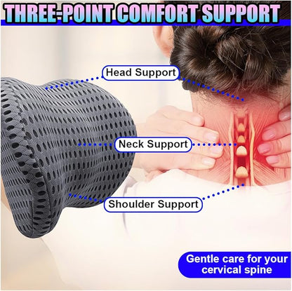 Ergonomic Memory Foam Car Neck Pillow with Adjustable Strap & Machine-Washable Cover - Long-Lasting Support for Long Drives & Office Uses(Darkgray)