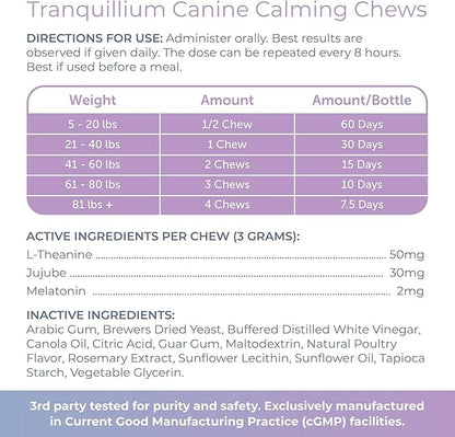 Veterinarian Recommended Solutions Tranquillium Canine Calming Chews from