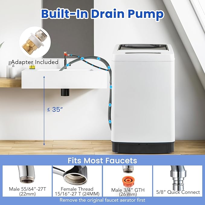 COSTWAY Portable Washing Machine, 11 LBS Full Automatic Portable Washer