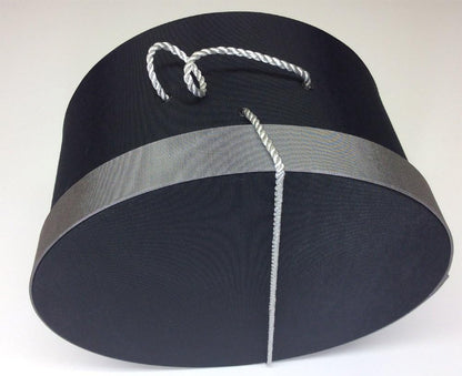 Sarah's Hat Boxes Classic Black/Gray Hat Box – 18.5" x 9.5" (Dia. x Ht.) Handmade in USA – Odorless Non-Toxic Adhesive, Cording Handle – Premium Storage for Hats & Accessories