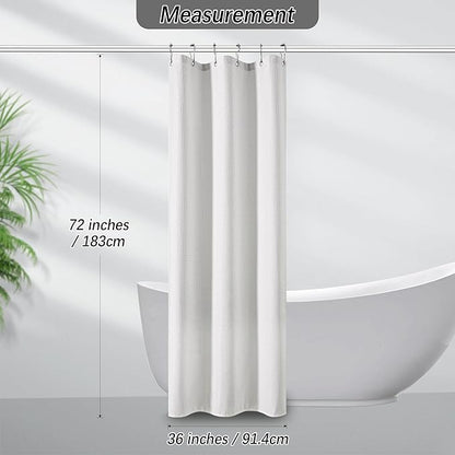 PANGSINNE Modern Shower Curtain for Stall - Water Repellent Waffle Textured 256GSM Heavy Duty Half Size Shower Curtains for Bath Tubs, Hotel Quality Narrow Bath Curtain Set with 6 Hooks, 36Wx72H