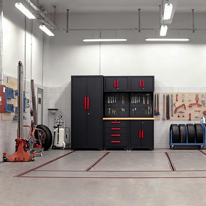Garage Storage Cabinet System, 6-Pcs Garage Cabinets and Storage System Corner
