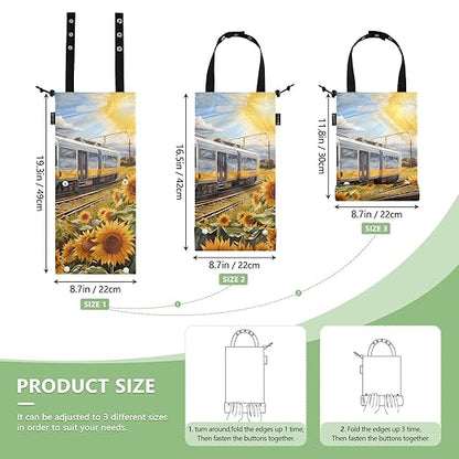 ALAZA Hanging Car Trash Bags Garbage Bag Trash Can for Back Seat Small Sunflower Train Washable Storage Bag Retractable 2 Pack