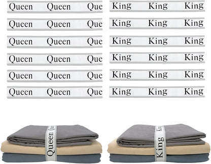 12 Pieces Bed Sheet Organizer Bands, Closet Organization Sheet Straps, Linen Labels Bedding Bands, Elastic Bed Sheet Storage Sheet Keepers （6PcsQueen 6PcsKing ）