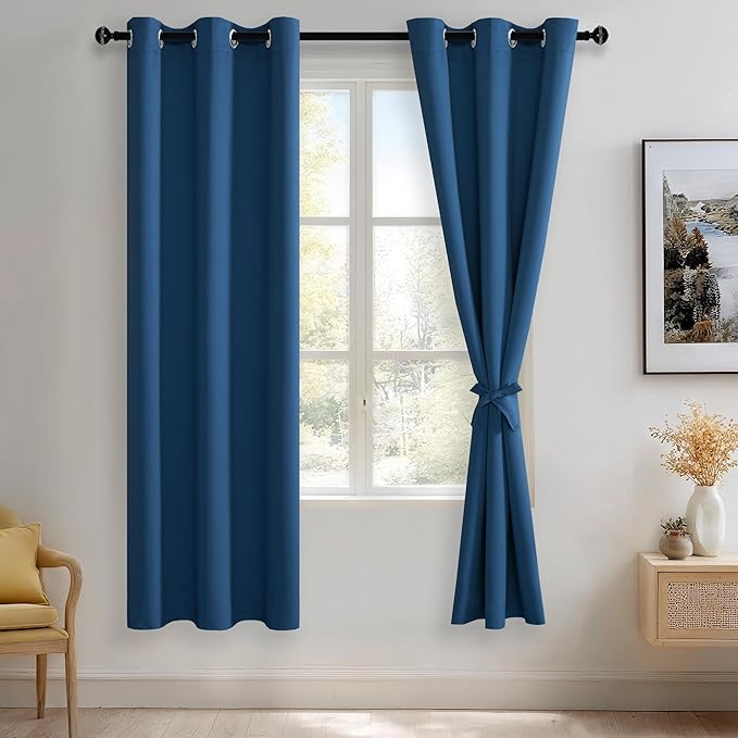 JIUZHEN Classic Blue Blackout Curtains