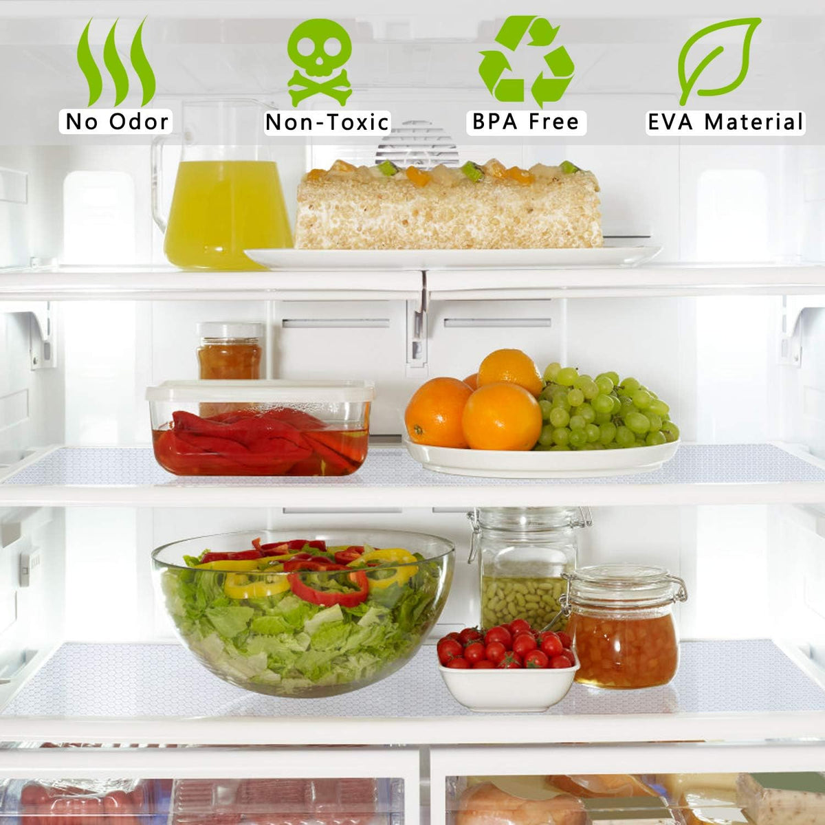 HooTown Refrigerator, Fridge Shelf Liners and Drawer Mats 11.8 Inch Wide x 32.8 Feet Long, Non Adhesive EVA Plastic Washable Waterproof Pads for Kitchen Cabinet, Pantry Closet, Cupboard, Transparent