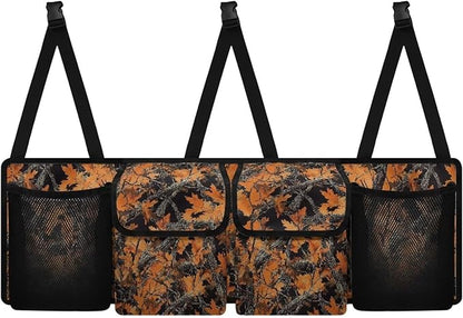 Orange Camo Hunting Hanging Trunk Organizer for SUV, Car Storage Organizer, Waterproof Back Seat Organizer for SUV, Car Organizers and Storage with Adjustable Straps